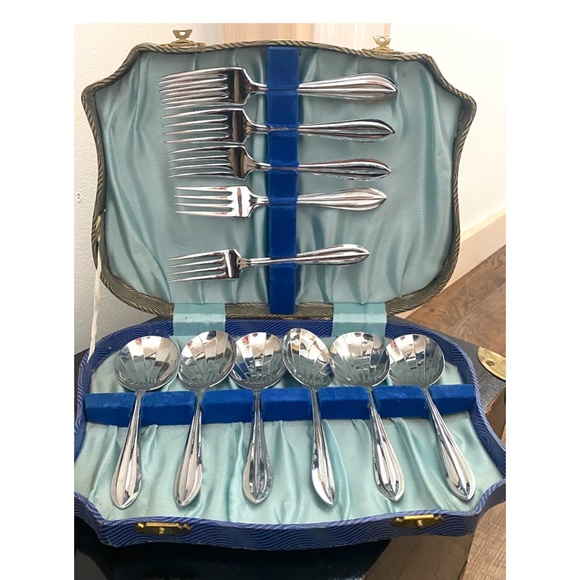 Vintage Sheffield, Eng. Fork & Spoon boxes set - Picture 6 of 16